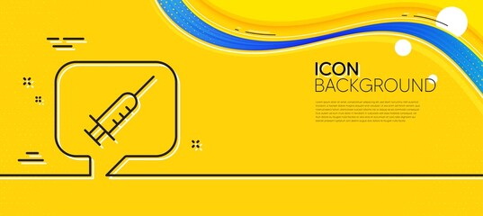 Vaccine message line icon. Abstract yellow background. Vaccination syringe sign. Jab symbol. Minimal vaccine message line icon. Wave banner concept. Vector - obrazy, fototapety, plakaty