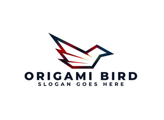 origami bird logo with colorful gradient stroke