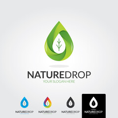 Nature drop logo template - vector