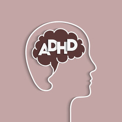 ADHD concept with head and brain silhouette
