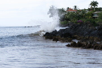 waves crashing on the beach