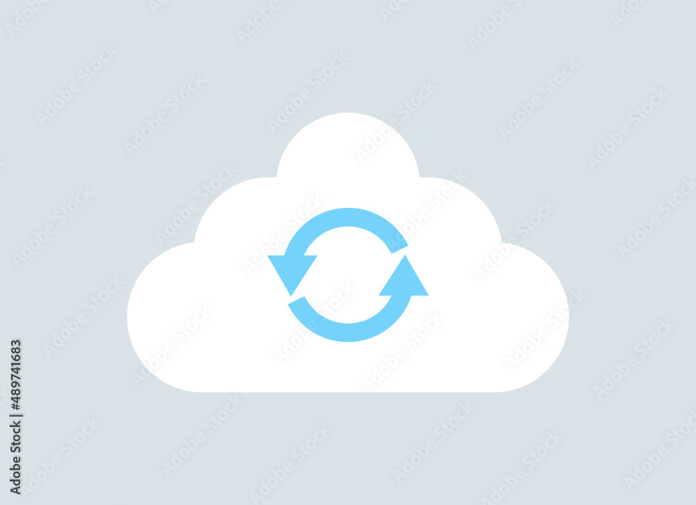 Poster Cloud server synchronizing and datacenter flat vector illustration.
