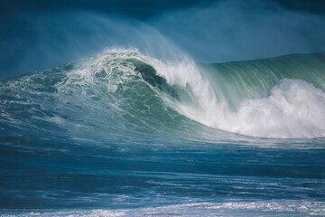 Big ocean waves in a stormy day