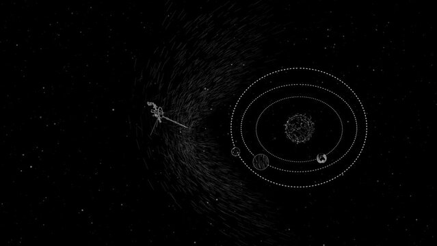 NASA Voyager leaves the solar system - 2d animation
