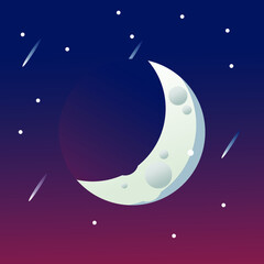 Obraz na płótnie Canvas flat icon. crescent icon. crescent moon icon on reddish dark blue background. metaverse icon