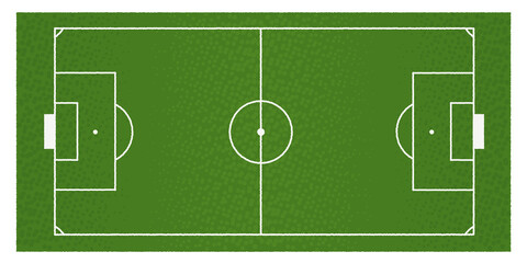 Football field. Vector illustration of a playground. Green lawn. Marking on the field. Top view.