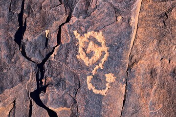 Petroglyphs Rock Paintings St George Utah on Land Hill from Ancestral Puebloan and Southern Paiute...