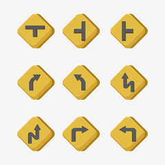 Set of traffic sign on a white background. Flat vector illustration