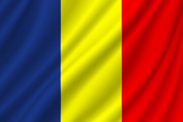 Republic of Moldova flag. Flag with ripples. Isolated national flag of Republic of Moldova. Horizontal design.
