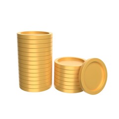 3d golden coins isolated on white background. 3D render illustration