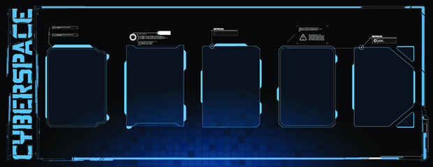 Digital design elements hud style. Trendy 2022 shapes in cyberpunk style. Bar labels,info box bars. Futuristic info boxes layout templates Cyberpunk retro futuristic poster set abstract cosmic shapes.