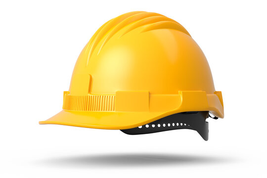 Yellow safety helmet or hard cap isolated on white background