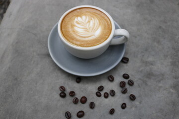 cup of coffee and beans