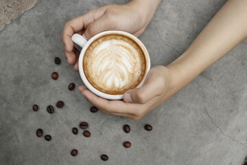 cup of coffee and beans