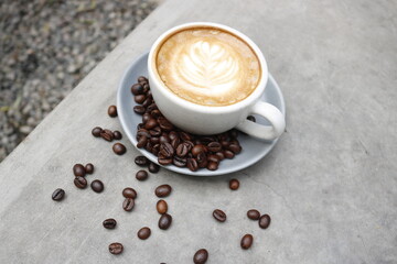 cup of coffee and beans