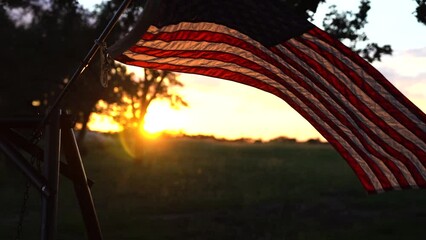 Slow Motion American Flag Sunset - Powered by Adobe