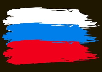 The flag of Russia is painted with paint. Paint, stain, blot