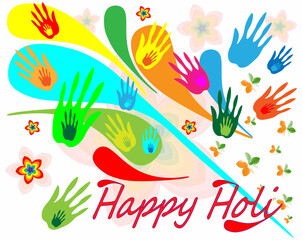 Fototapeta na wymiar Illustration of Holi Indian festival of colors. A wonderful celebration of the awakening of spring surrounding nature with the flowers of life. New beginning of life with bright colors of nature.