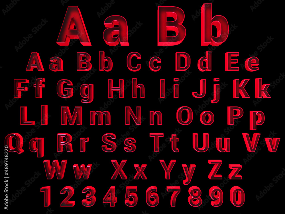 Fototapete digital web alphabet for your project. 3d render of the alphabet