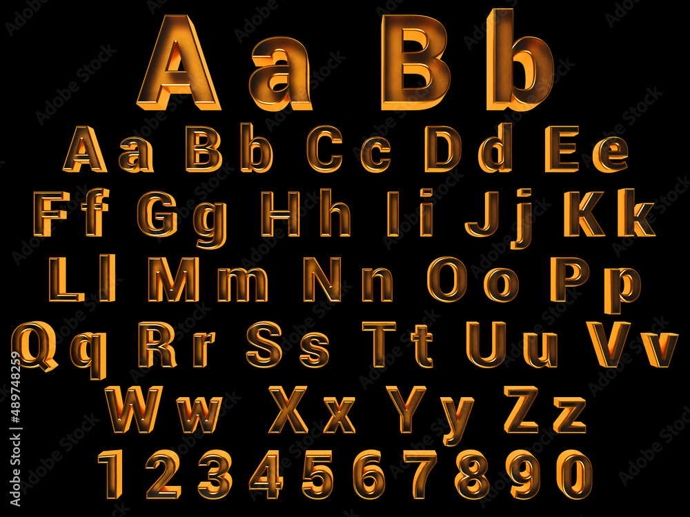Fototapete digital web alphabet for your project. 3d render of the alphabet