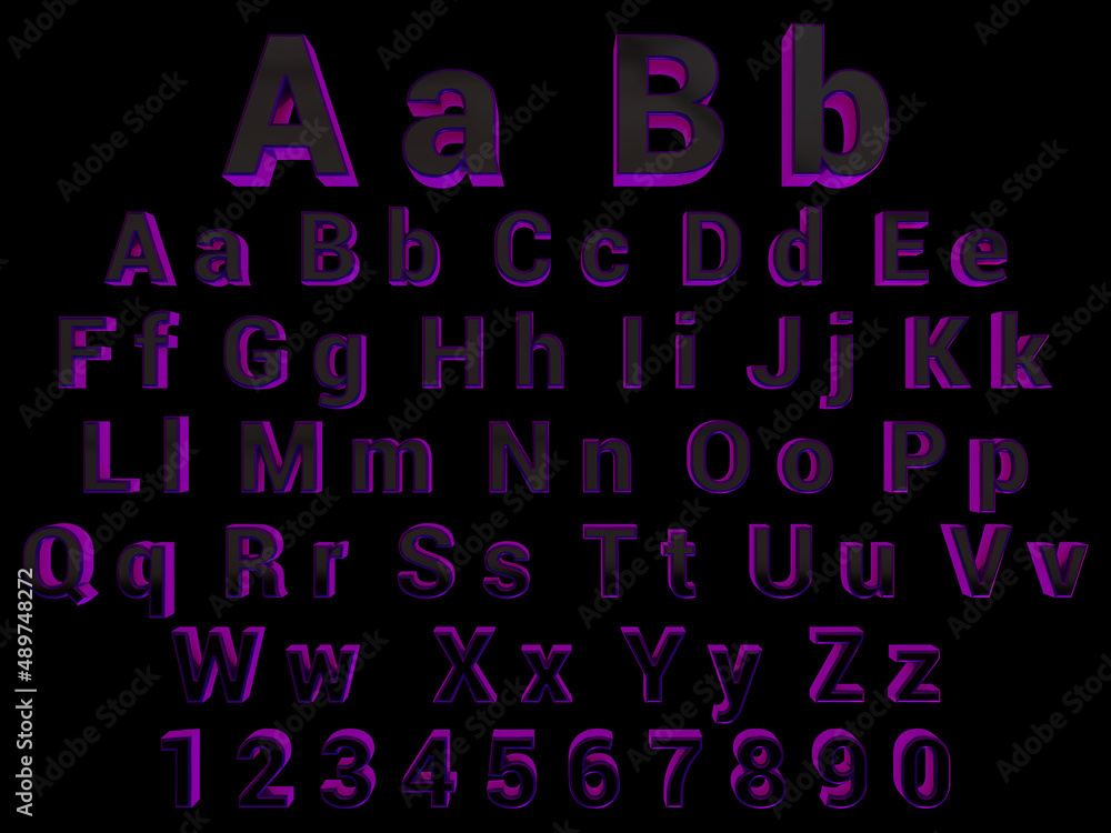 Fototapete digital web alphabet for your project. 3d render of the alphabet