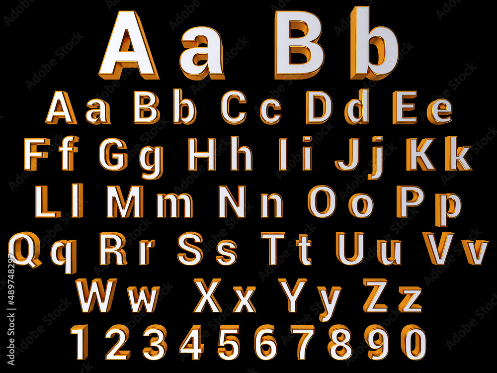 Fototapete digital web alphabet for your project. 3d render of the alphabet