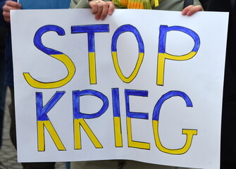 Fototapeta premium Transparent auf einer Ukraine-Demo: 