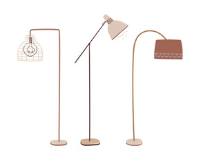 Naklejka premium Floor lamps, torcheres. Vector illustration in a flat style
