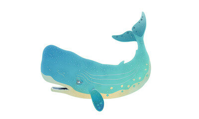 sperm whale vector illustration white background blue 향유고래 일러스트