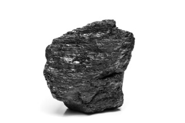 lump of hard coal on a white background