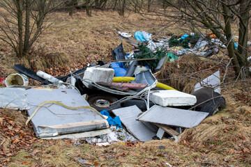garbage thrown in the forest