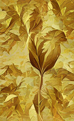 Golden leaf botanical modern art deco wallpaper background vector. Line arts background design for interior design, vector arts, fashion textile patterns, textures, posters, wrappers, gifts etc.
