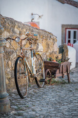 Old bicycle in traditional Portuguese village