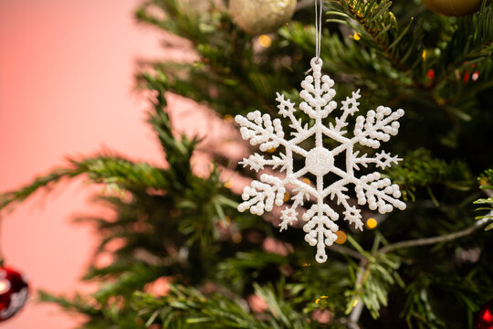 Detail of Christmas ornament on tree