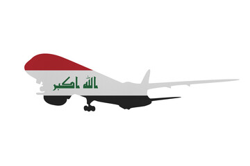 Aircraft News clip art in colors of national Iraq flag on white background