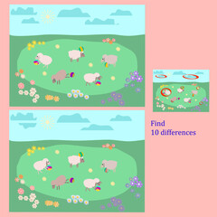 find 10 differences puzzles for children under 6 years old, presented by seasons, summer