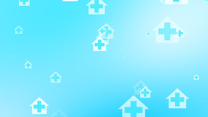 Medical health blue cross on home pattern background. Abstract banners with prevent virus infection and healthcare stay home concept.