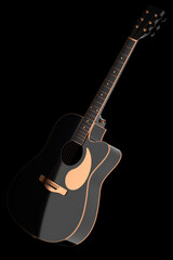 Fototapeta na wymiar Close-up of acoustic guitar isolated on black background.