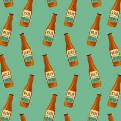 Background bottles of beer drink concept illustration vector template