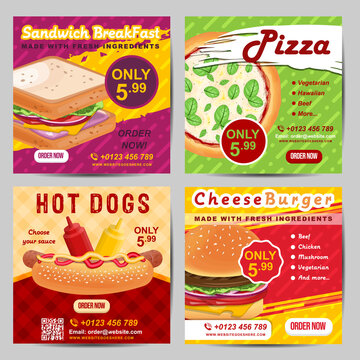 Set of banners concept template fast food illustration vector marketing