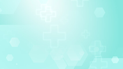 Abstract hexagon cross geometric blue green pattern medical background.