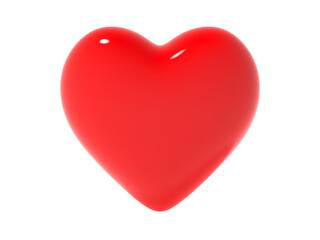 Pink red heart glossy shape isolated on white background with clipping path. Object.