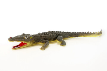 crocodile plastic toy white background model alligator