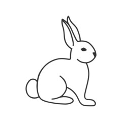 Contour drawing of a rabbit isolated on a white background. Doodle style.