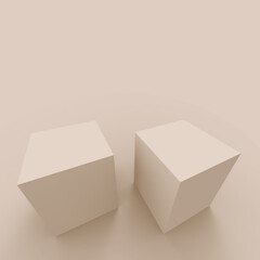 Abstract 3d brown cube podium scene studio background.