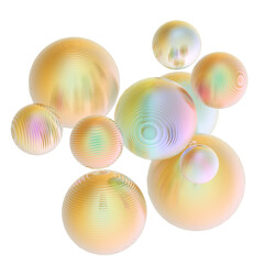 Abstract 3d object metal balls orange gold gradient colors background.