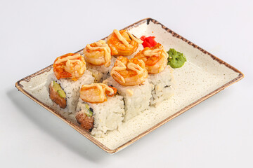 Japanese roll with salmon and prawn