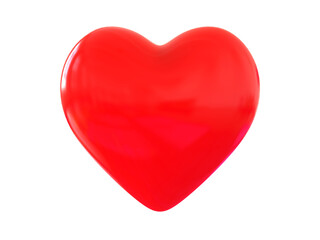Pink red heart glossy shape isolated on white background with clipping path. Object.
