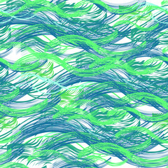 Marine motives. Waves seamless pattern. - 489757232