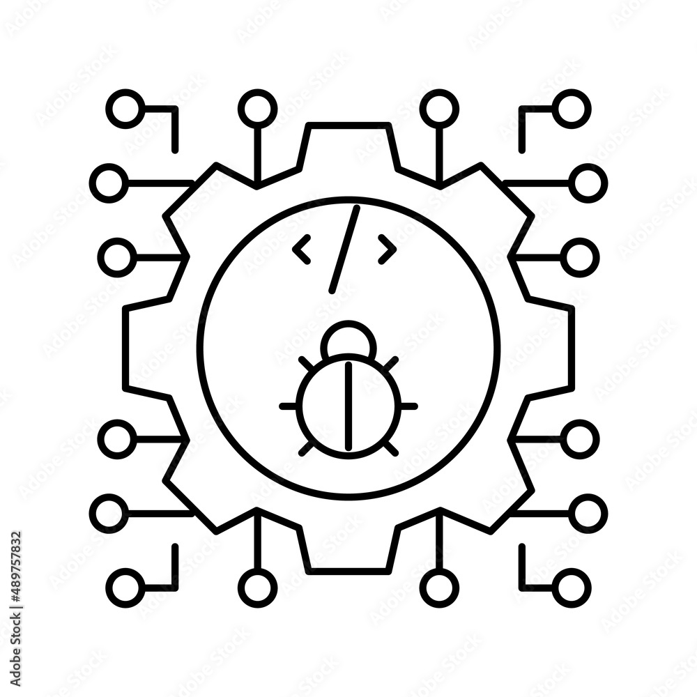 Poster development debug line icon vector illustration